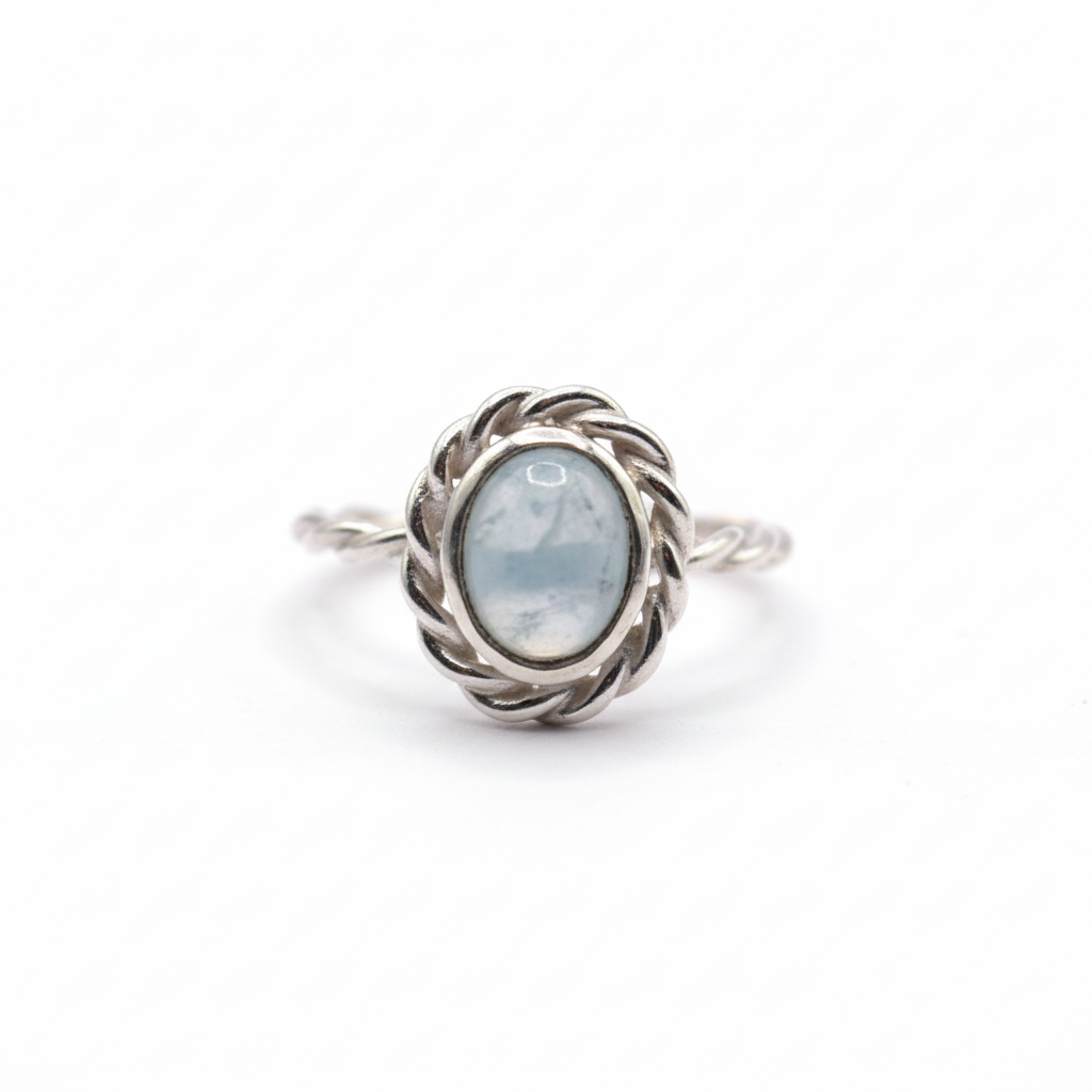 Anillo Trenzado Aguamarina