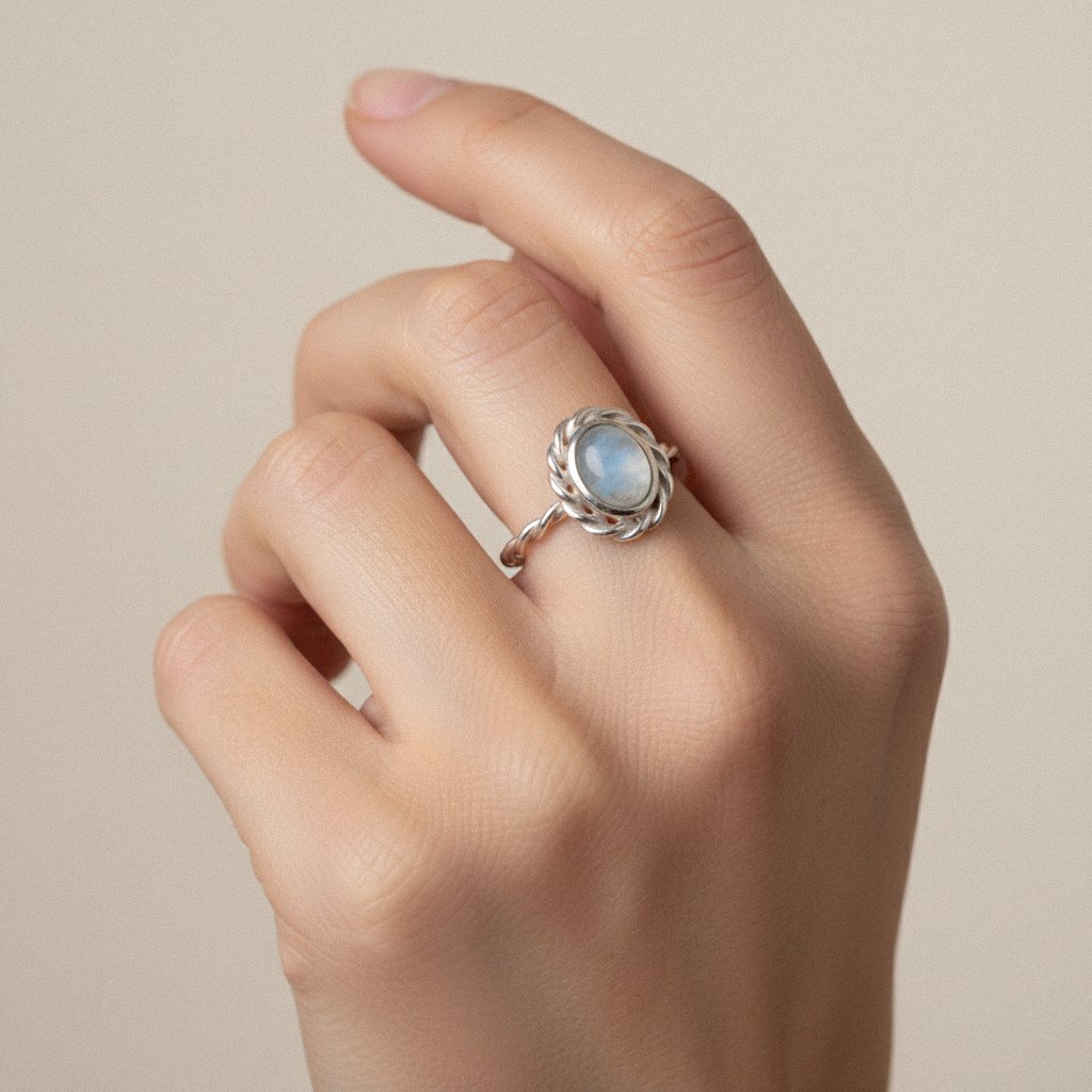 Anillo Trenzado Aguamarina - Imagen 4